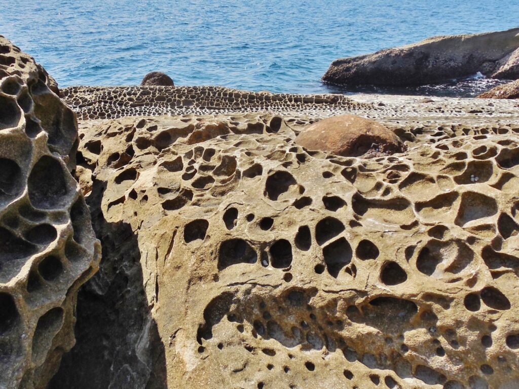 見残し海岸・蜂の巣城