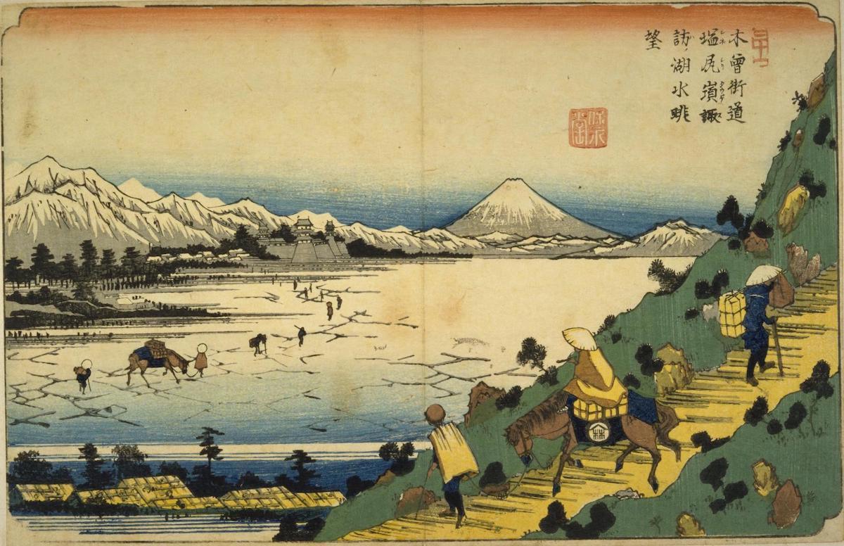 溪斎英泉『木曽街道 塩尻峠諏訪ノ湖水眺望』