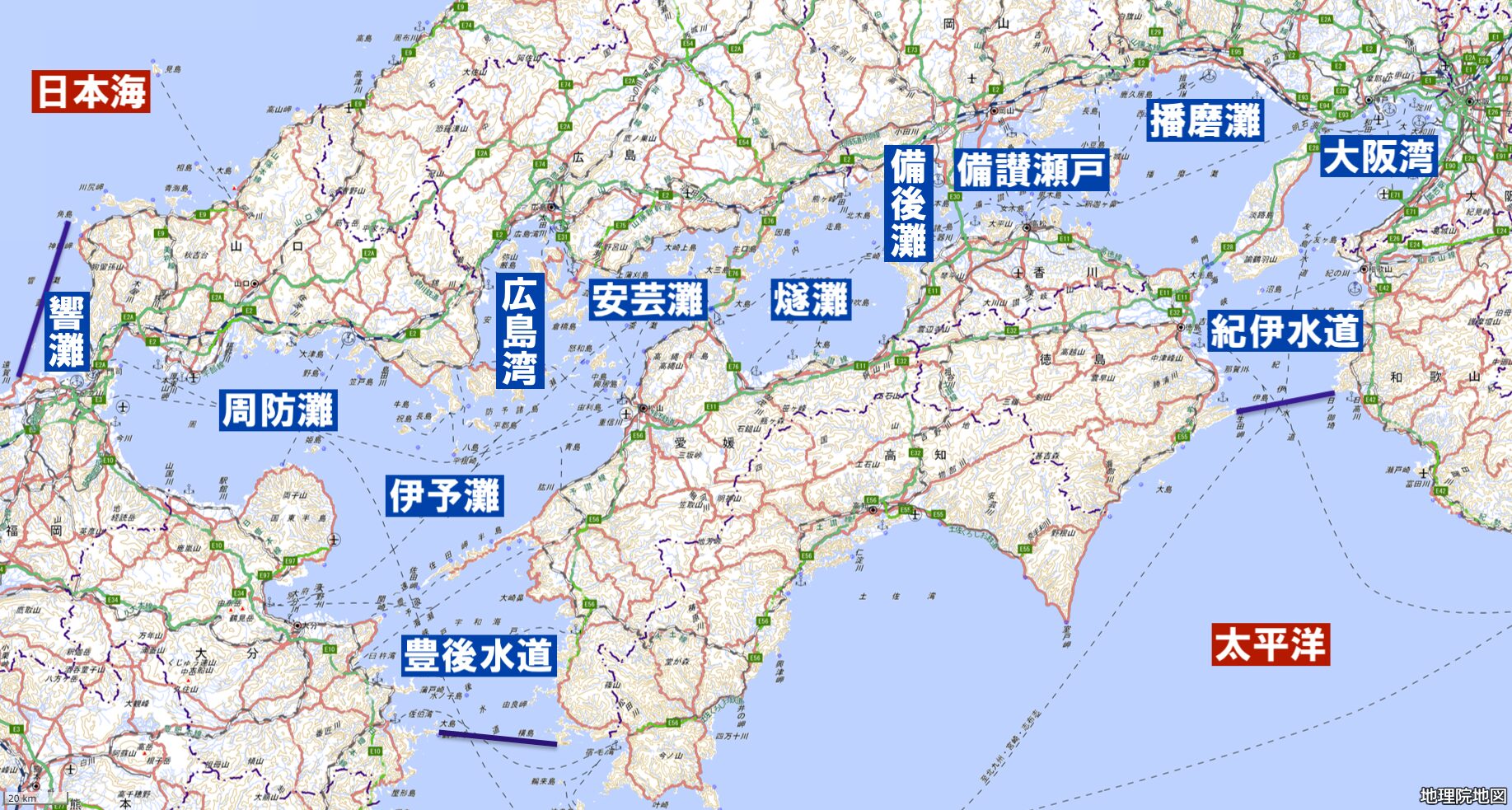 瀬戸内海の範囲図