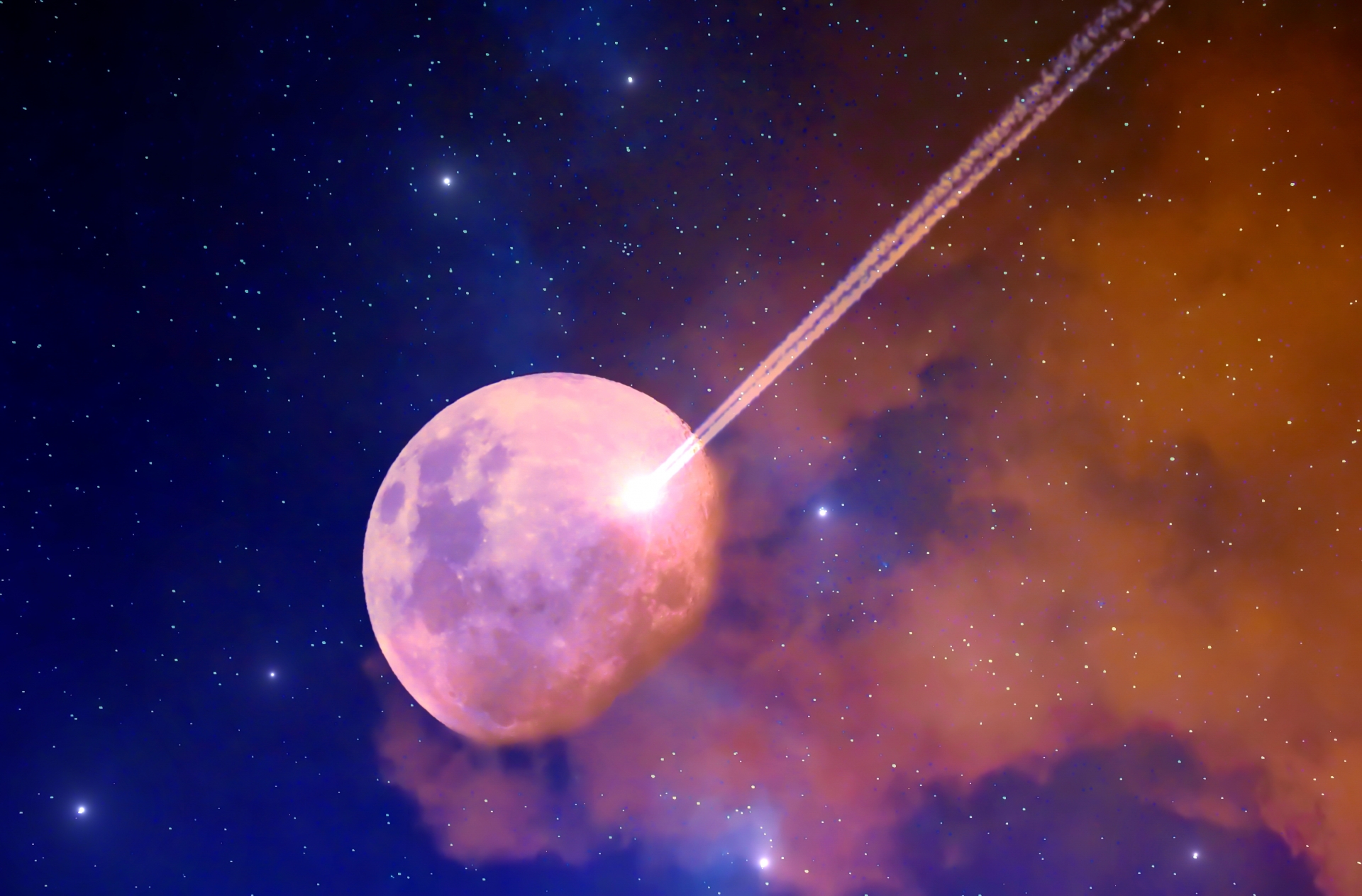 小惑星が地球に衝突（イメージ）