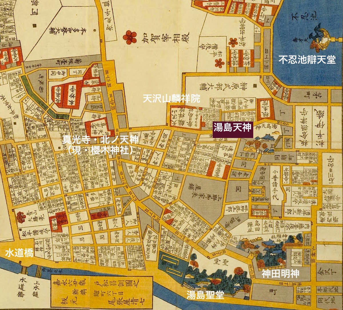 江戸切絵図で知る湯島天神

