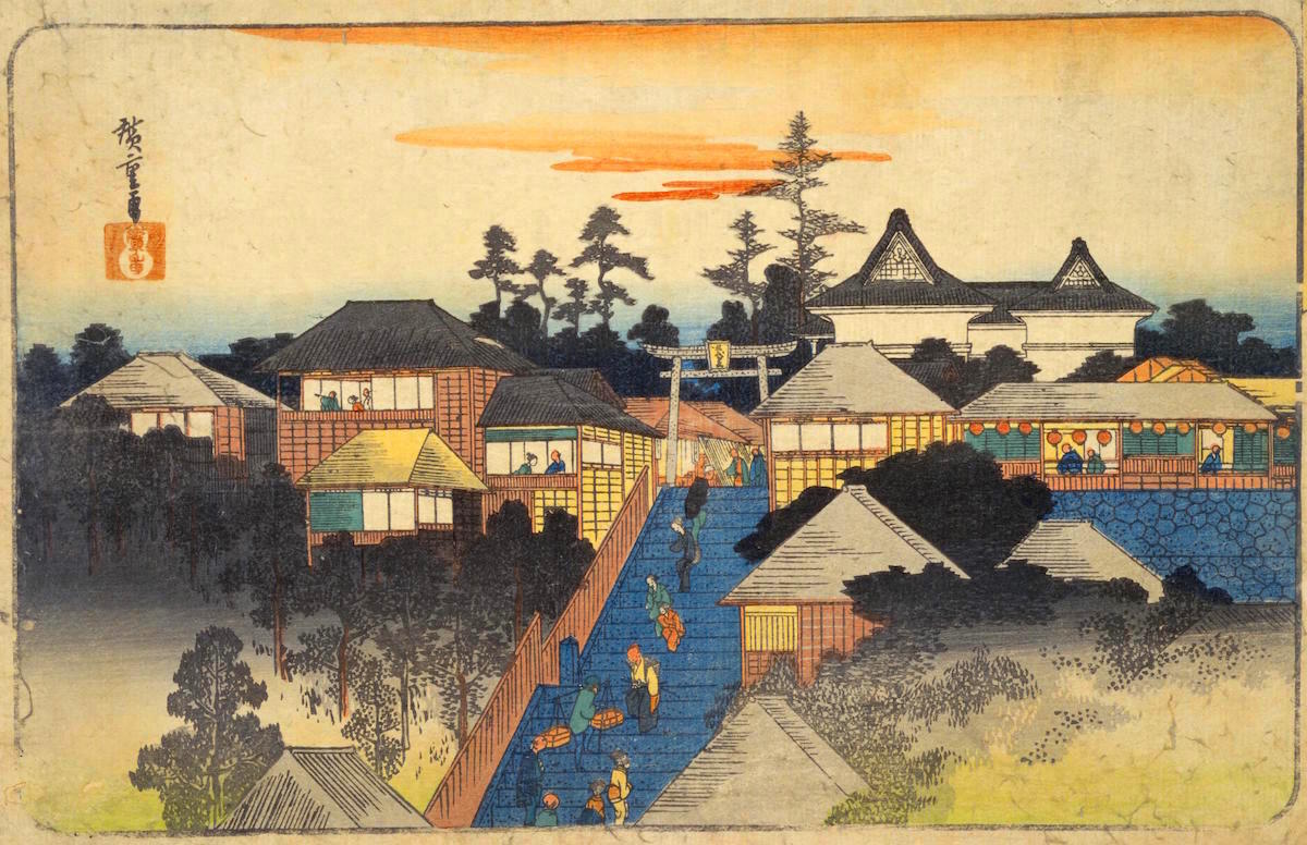 歌川広重『江都名所 湯しま天満宮』（喜鶴堂版）
