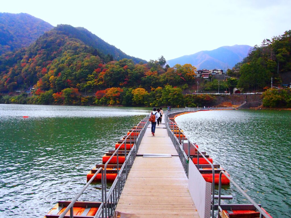 麦山の浮橋（ドラム缶橋）