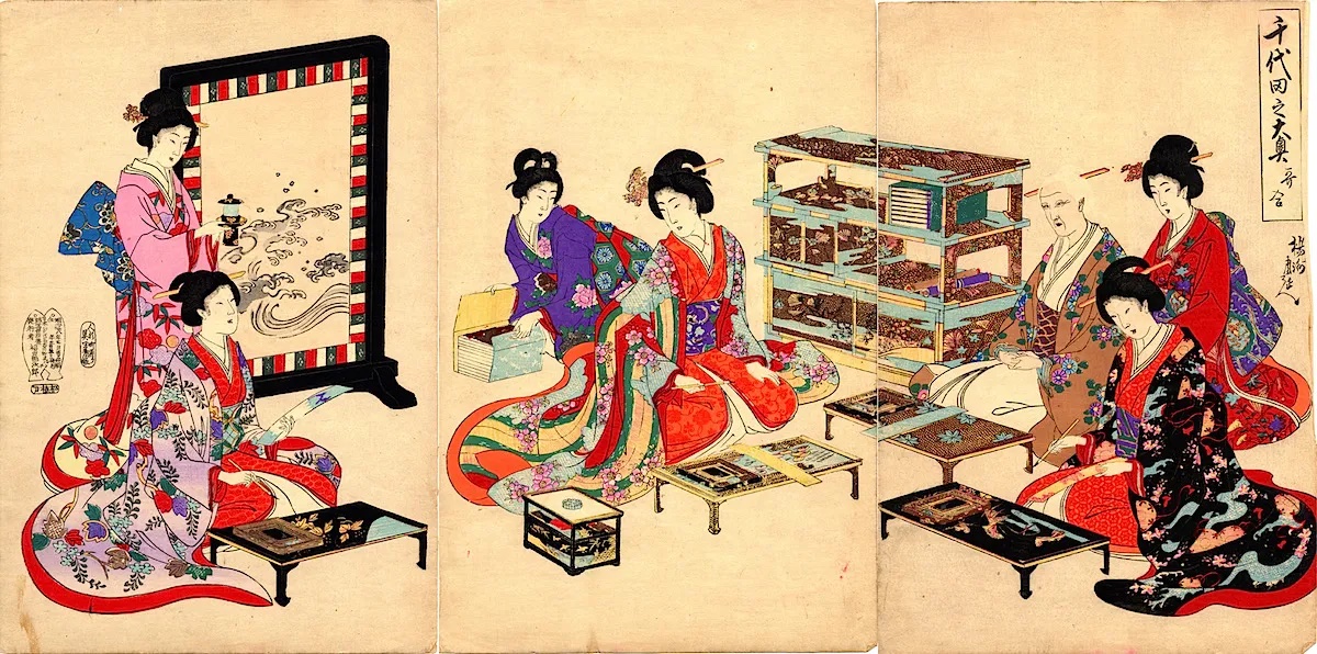 楊洲周延『千代田之大奥』から「歌合」