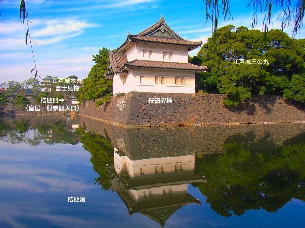 内堀通り側から眺めた桜田巽櫓（三の丸）と富士見櫓（本丸）