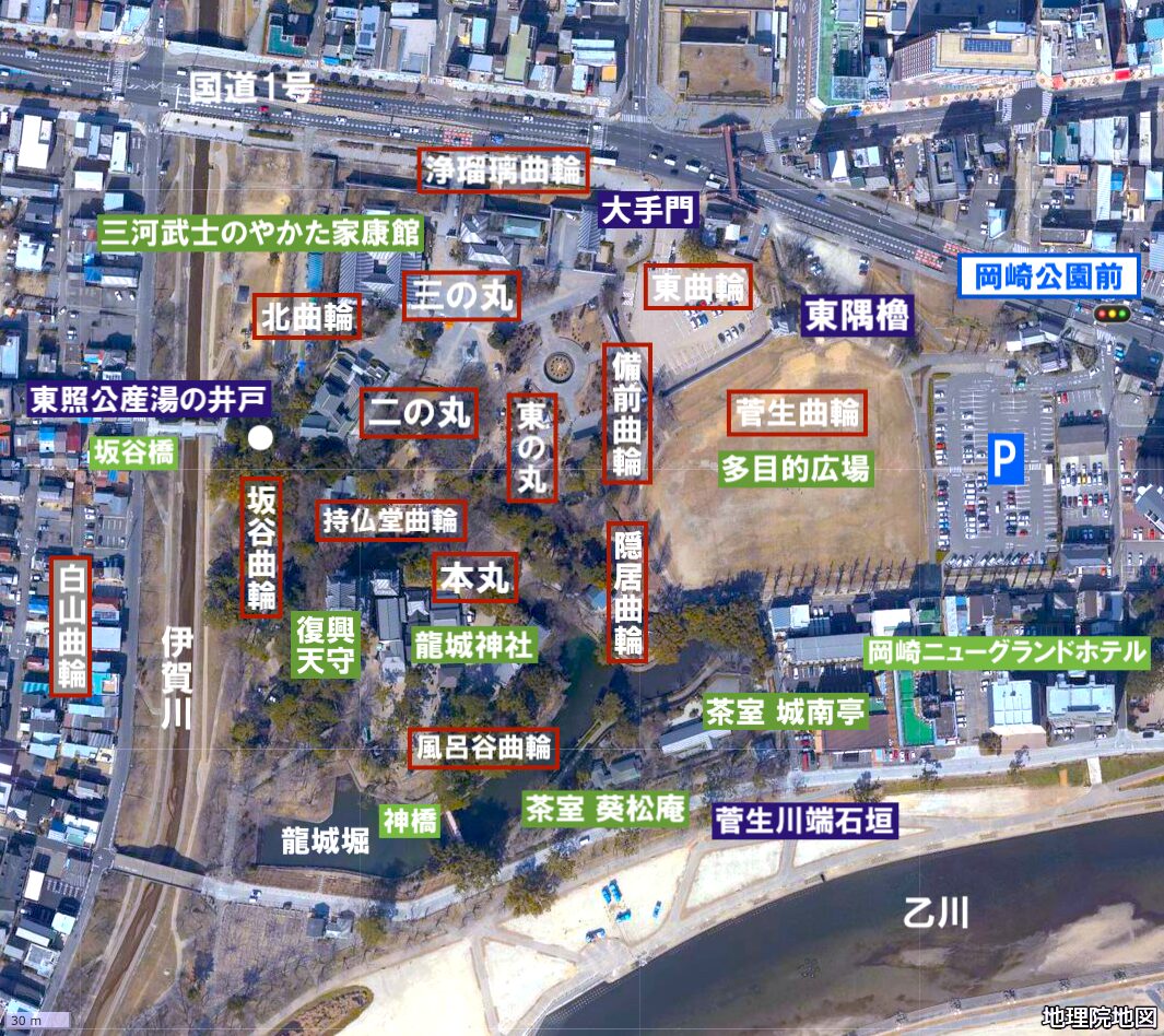 岡崎城・縄張り図