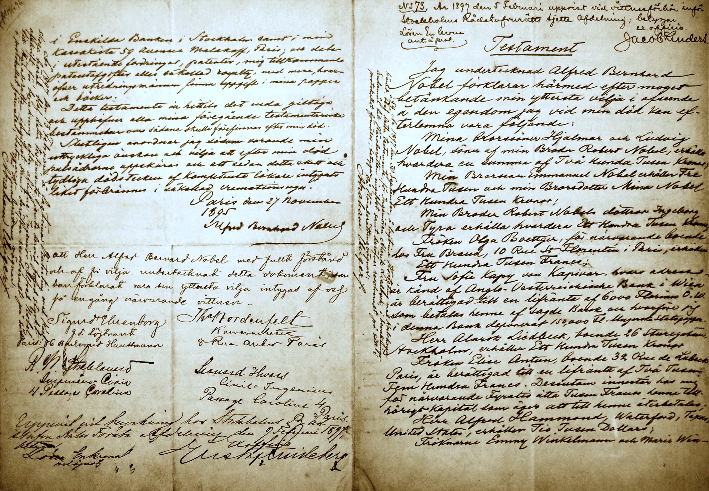 ノーベルの遺言書