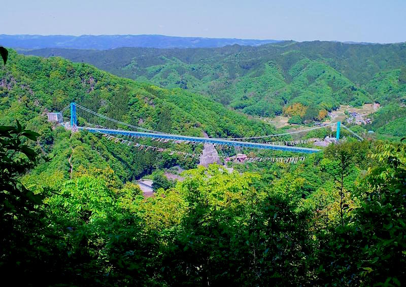 赤岩展望台から眺めた竜神吊大橋