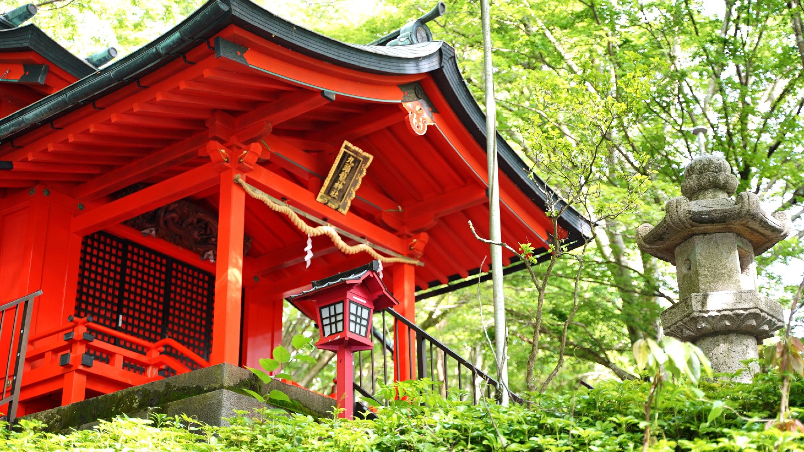 九頭龍神社にモーターボートで参拝