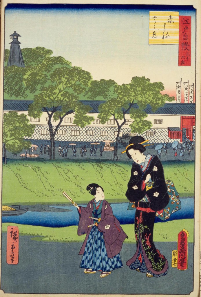 広重、豊国『江戸自慢三十六興 赤はね火之見』