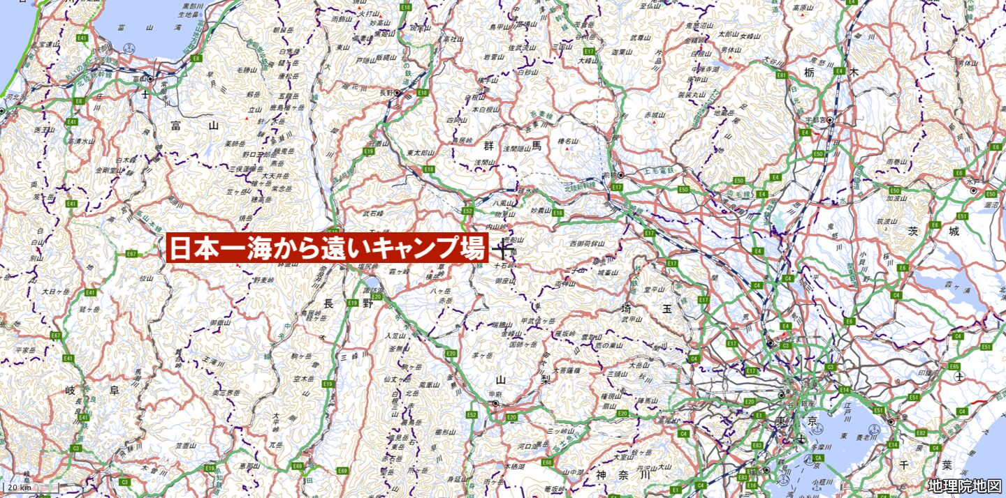 日本一海から遠いキャンプ場