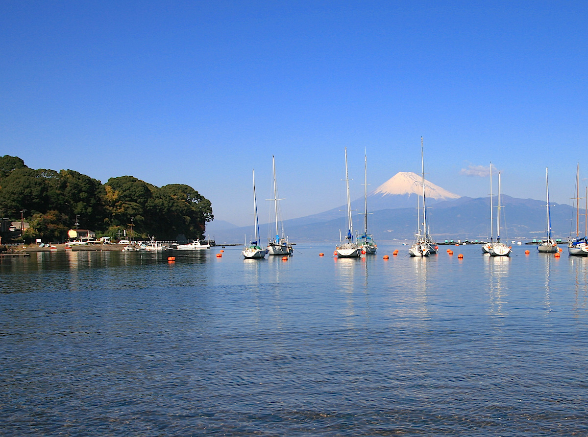西浦からの富士山と愛宕山