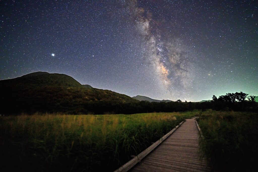大分県絶景・タデ原湿原の天の川