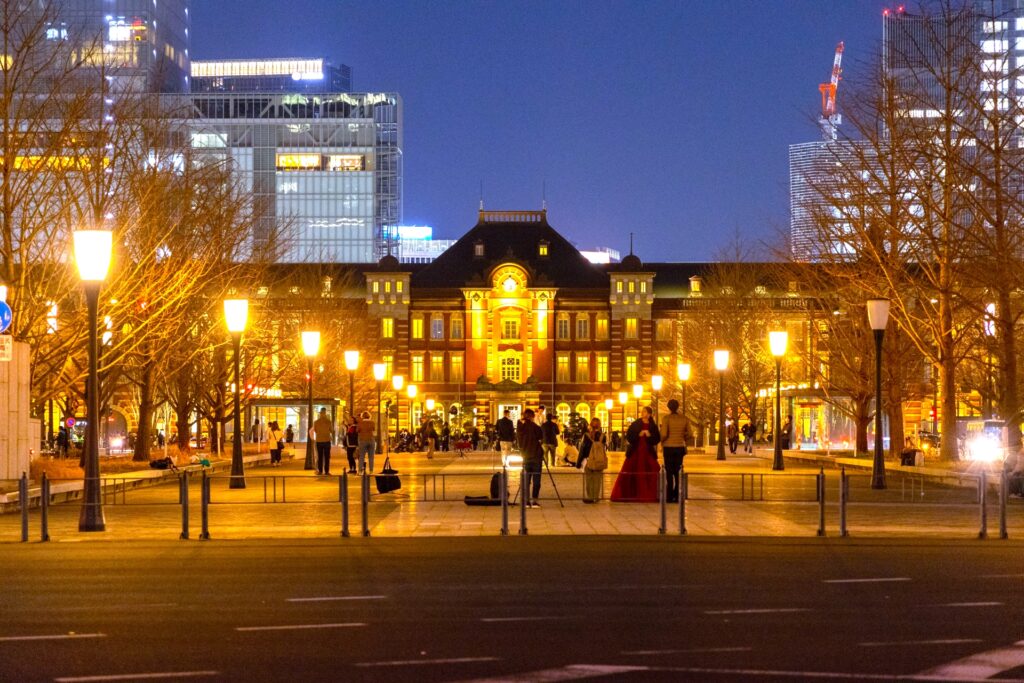 東京夜景（1）東京駅・丸の内駅前広場