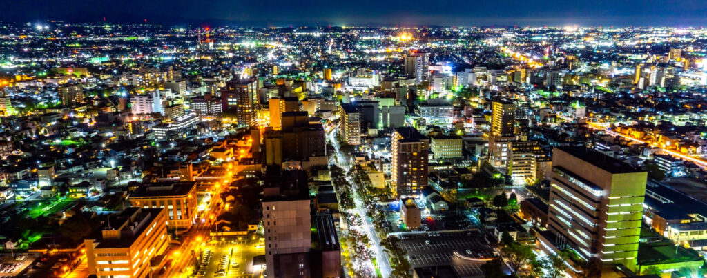 関東の夜景スポット　群馬県庁 VS 茨城県庁